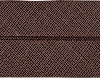 VENO cotton slanted ribbon, dark brown, folded 40/20, width 2 cm, pre-folded from 4 cm to 2 cm