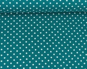 Reststück 5cm, Jersey, Verena 748 petrol, weiße Punkte 3mm