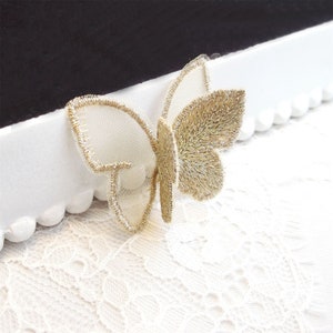 5CM 3D Butterfly Double Layer Lace Applique Organza Patch for Bridal Dress Veil Embellishment Headpiece Costume DIY Craft