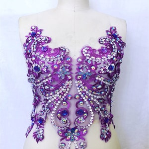 Corsage Strass Appliques Appliques de dentelle avec perles pour Robe Couture Nuptiale Danse Embellissement