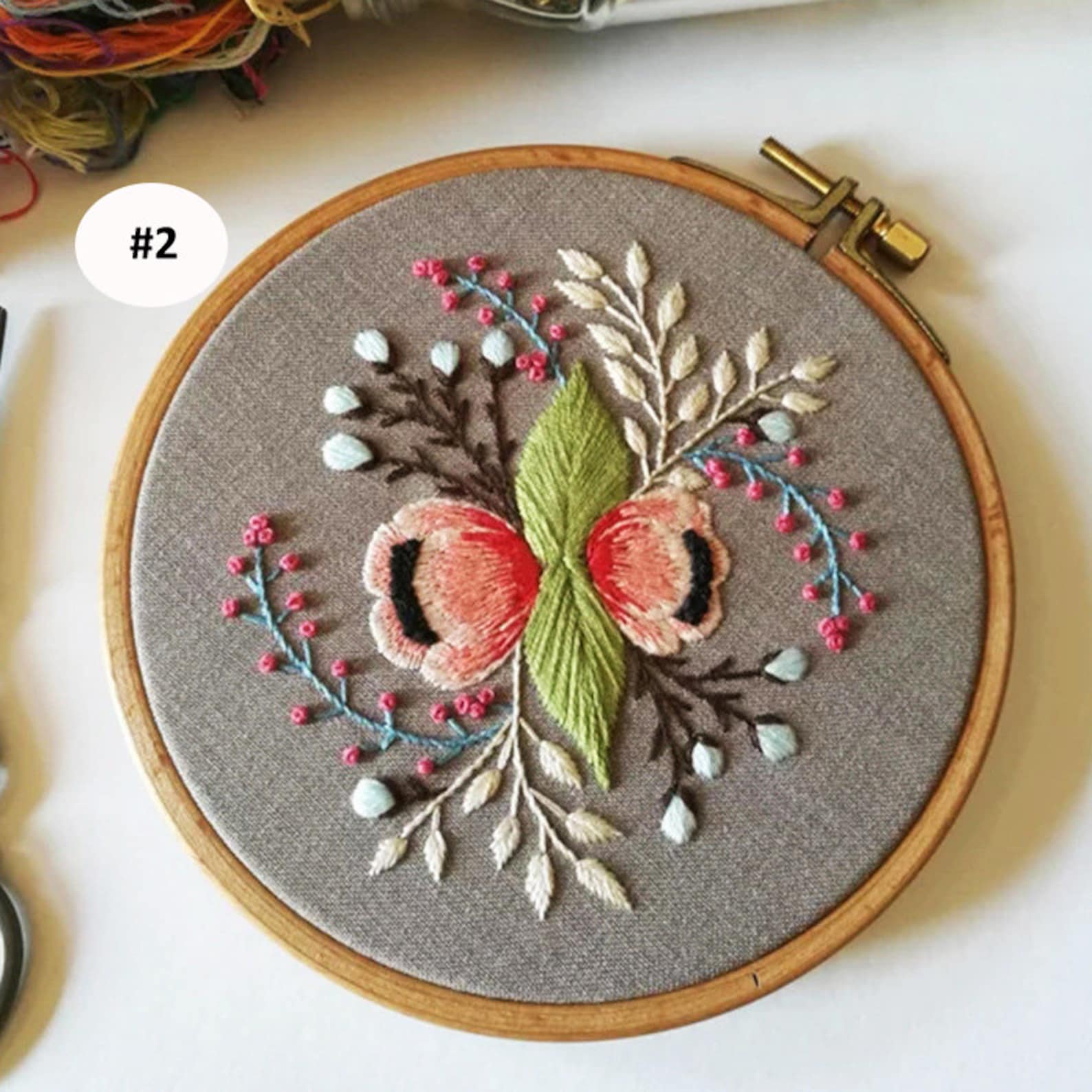 Original Crewel Embroidery Full Kit With Hoop Beginner Diy Etsy