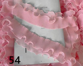 Stretchy Chiffon Ruffled Lace Trim Double Layer Pleated Folded Fringe for Stage Dresss Girl Dress Prom Dress 7cm Width Sold by 1 Meter