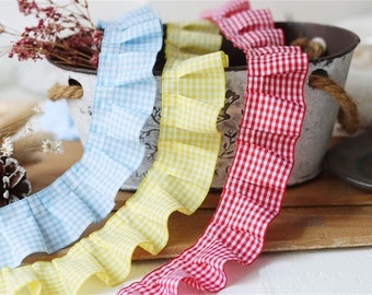 Checked Ruffled Trim Pleated Folded Edging for Stage Dresss Decoration Girl Dress Prom Dress Craft DIY 4cm Wide