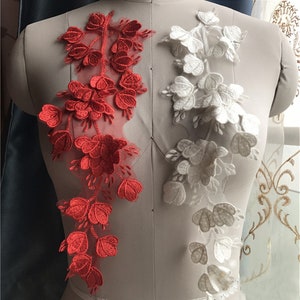 3D Flower Embroidery Lace Applique Patch for Bridal Couture  Dress Veil Embellishment Craft