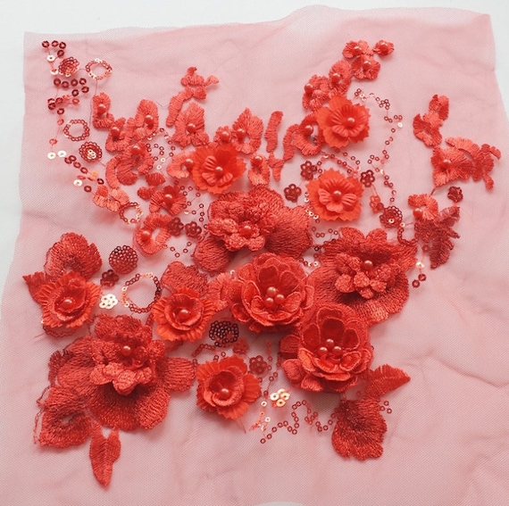 Patchs Fleurs Brodées 3D à Coudre - Appliques Dentelle Pour Robe De Mariée Et DIY | Lot De 2