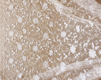 Floral Lace Fabric Leaves Embroidery Tulle Trims for Bridal Wedding Dress Gown Veil Embellishment Craft