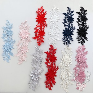 10 Colors Guipure Lace Applique Flower Embroidery Patch for Bridal Wedding Girl Dress Veil Embellishment DIY Craft 1 Pair