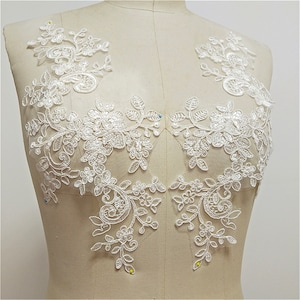 Corded Lace Applique Flower Embroidery Patch for Bridal Wedding Dress ...