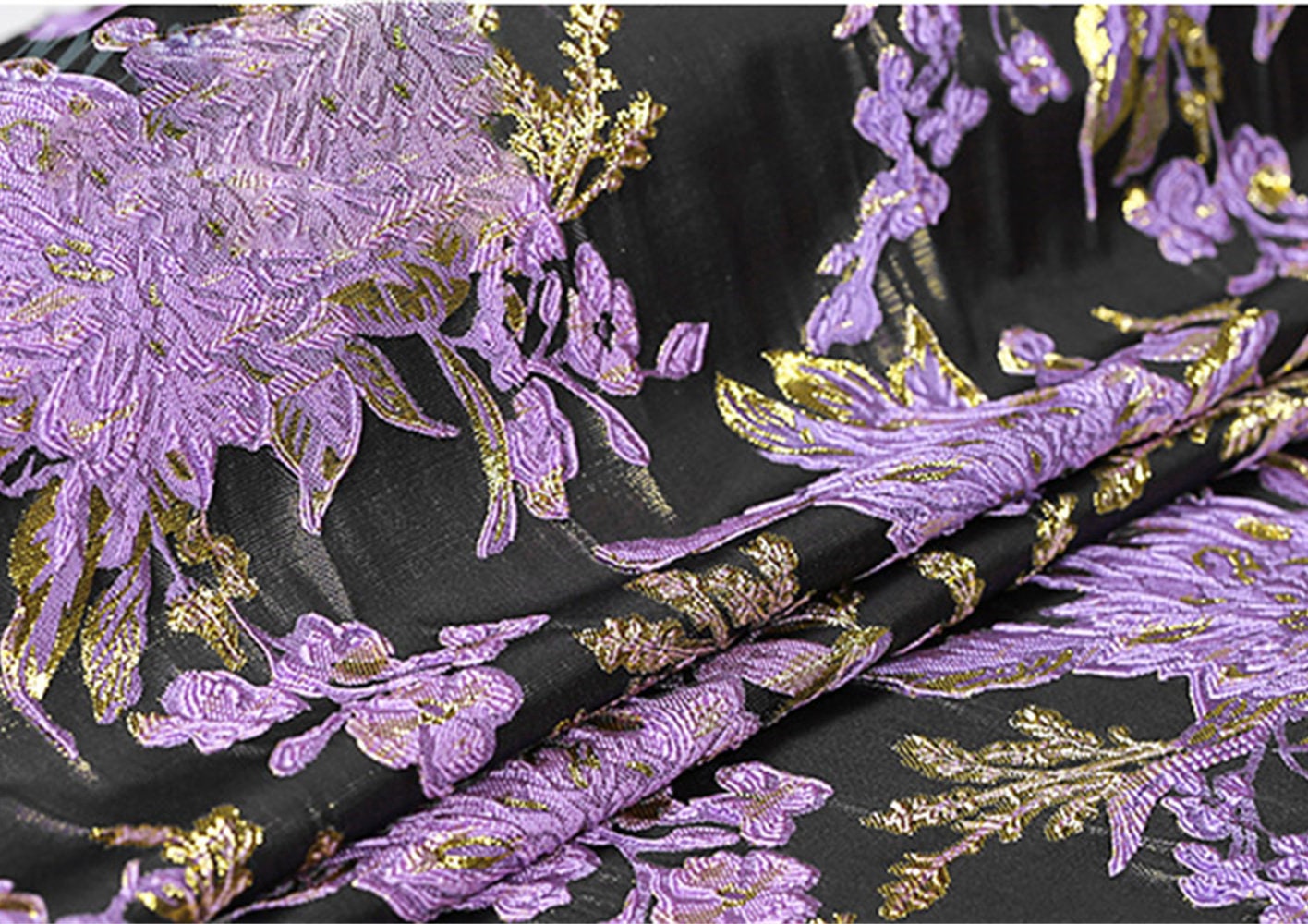 Relief Floral Jacquard Fabric Polyeter Brocade Material for | Etsy