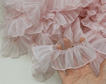 Pleated Ruffled Lace Trim for Stage Dresss Decoration Girl Dress Prom Dress  Doll Making Sold by 1 Meter