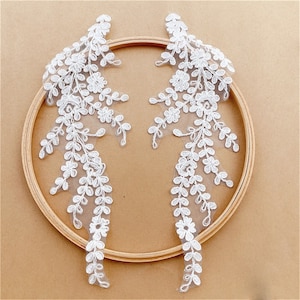 Leaves Corded Lace Applique Embroidery Lace Patch for Bridal Couture Dress Veil Embellishment Craft