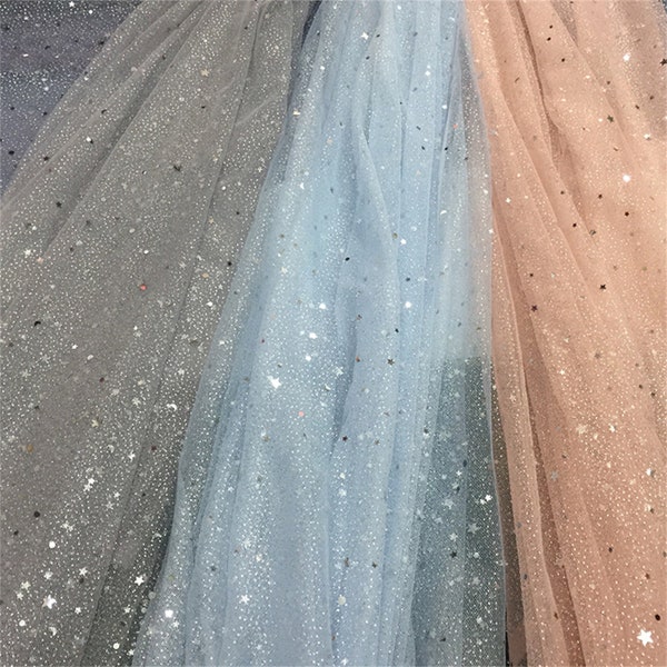 15 Colors Lace Fabric Moon Star Soft Tulle Lace Mesh for Girl Party Ball Dress Bridal Wedding Dress Veil Costume Design Curtain DIY