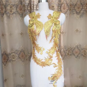Phoenix Stickerei Spitze Applikation Patch für Braut Hochzeit Mädchen Tanzkleid Schleier Kostüm Verschönerung DIY Handwerk