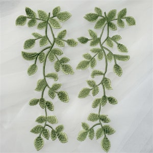 Leaves Lace Applique Flower Embroidery Lace Patch for Bridal Couture Wedding Ball Dress Embellishment Craft 1 Pair