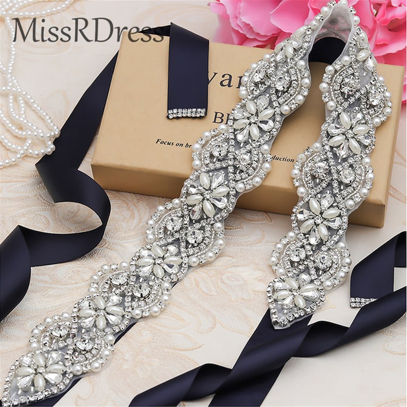 Attractive Wedding/Evening Ribbon Sash With Rhinestone main image 0
