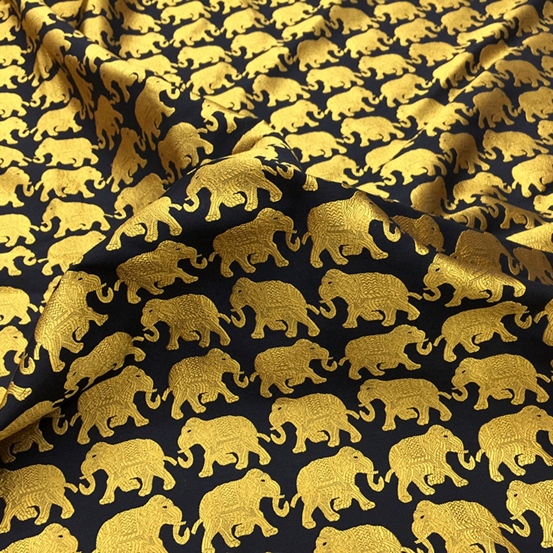Mustard Elephant Fabric main image 1