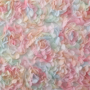 3D Flower Chiffon Lace Fabric Pink Rose Flower Fabric for Girl Dress Gown Bridal Dress Doll Dress Costume By the yard