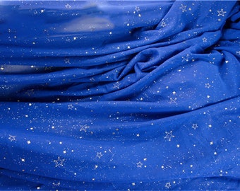 7 Colors Chiffon Lace Fabric Glitter Star Tulle Lace Mesh for Girl Dress Party Gown Bridal Dress Doll Dress Costume Design Craft
