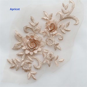 9 Colors Lace Applique 3D Flower Embroidery Patch for Bridal Wedding Dress Baby Girl Dress Veil Embellishment DIY Craft