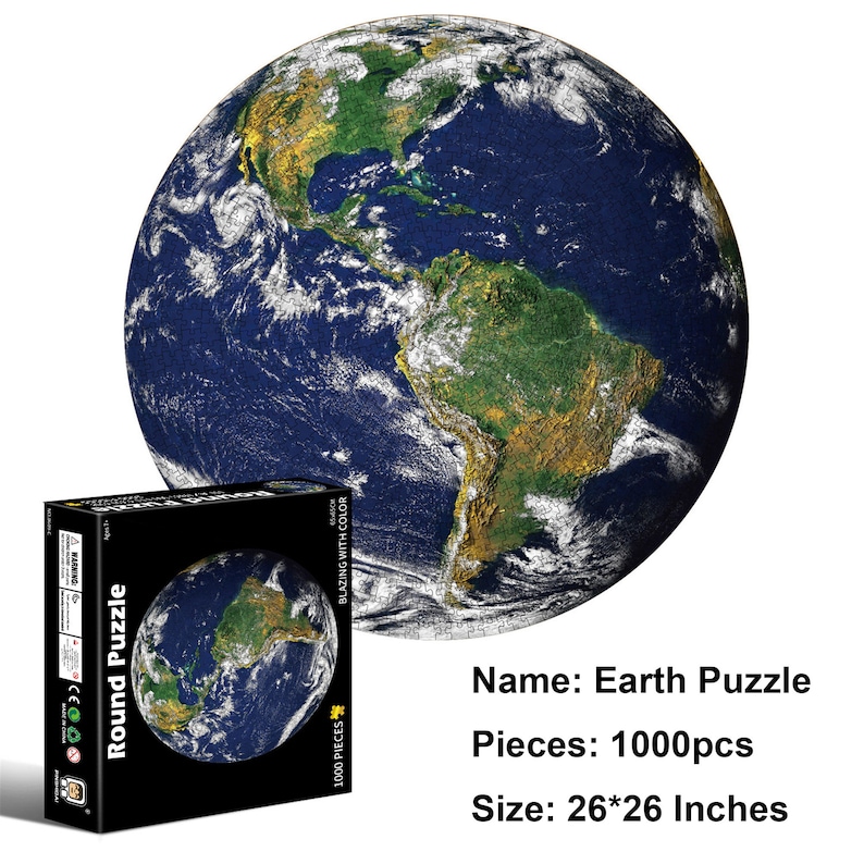Round Jigsaw Puzzles for Adults Kids Earth 1000 Pieces Fun Etsy