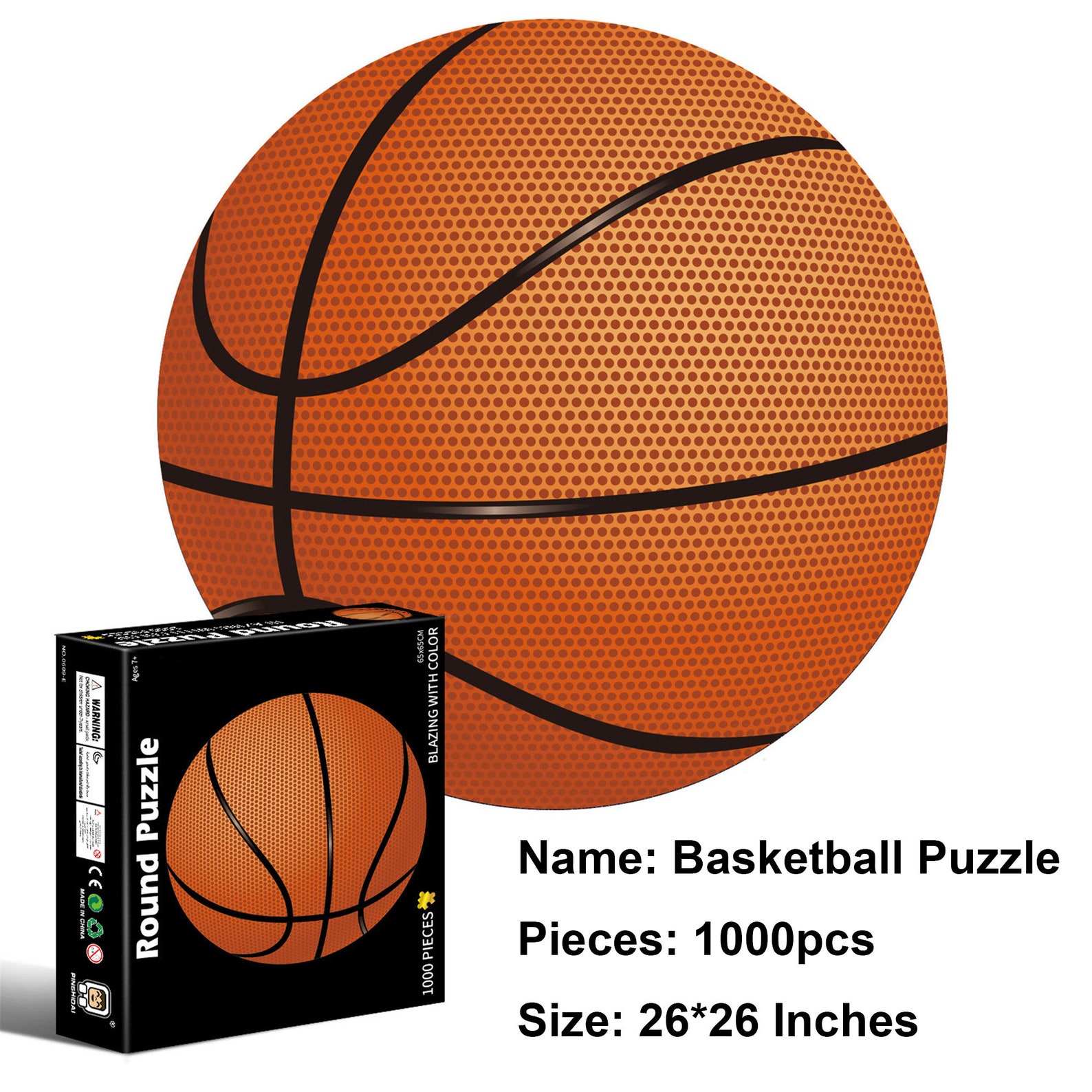 Round Jigsaw Puzzles for Adults Kids Basketball 1000 Etsy