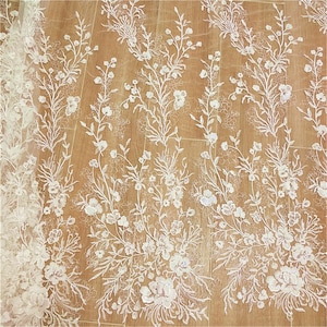 Leaves Lace Fabric Floral Embroidery Applique Trims for Bridal Wedding Dress Gown Veil Embellishment Craft