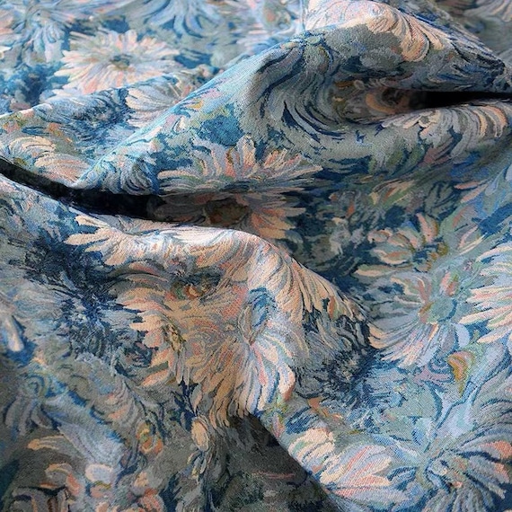 Floral Jacquard Fabric Vintage Oil Painting Fabric Polyeter Material for Haute Couture Costume Suit Curtain Bag Design 59 Inch Width
