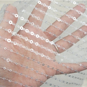 Sequin Lace Fabric Stripe Tulle Lace Mesh for Girl Dress Gown Bridal Wedding Dress Veil Curtain Doll Dress Costume Design Craft