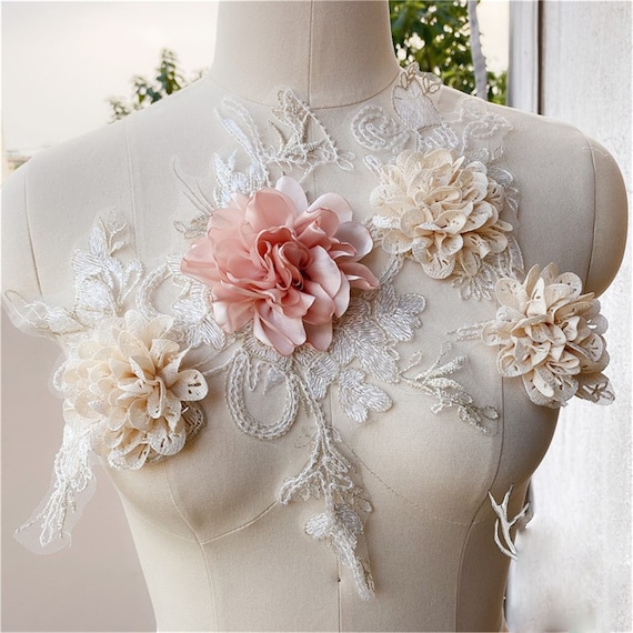 3d Flower Applique Patterns 3D Embroidery Flower Appliqué OneYard - Foto 4