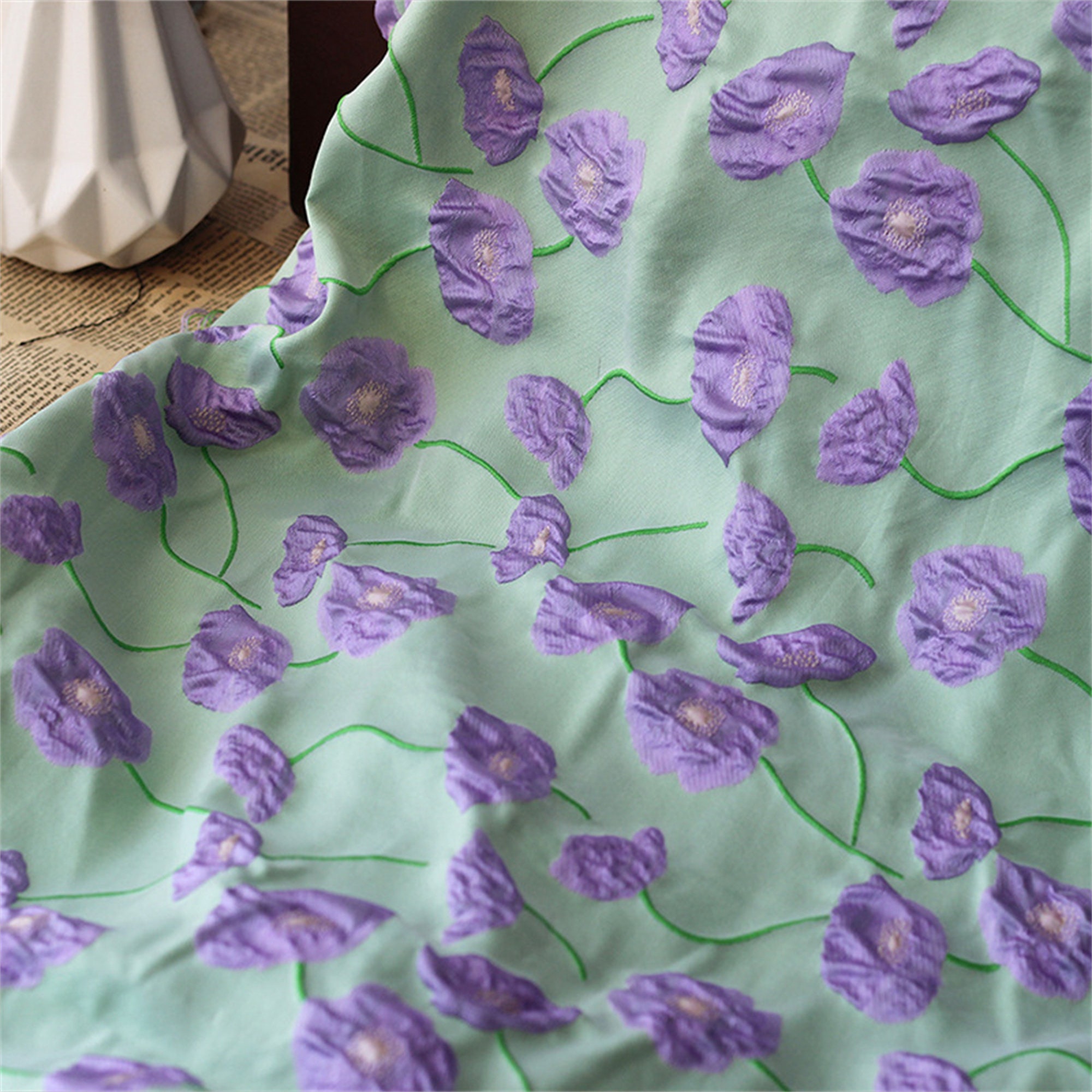 Relief Floral Jacquard Stoff Morning Glory Luxus Polyeter Material für Haute Couture Kostüm Anzug Bekleidung Vorhang Design 55 Zoll Breite