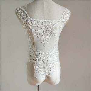 Back Corded Lace Applique for Bridal Wedding Tube Top Dress Veil Embellishment Craft Off White