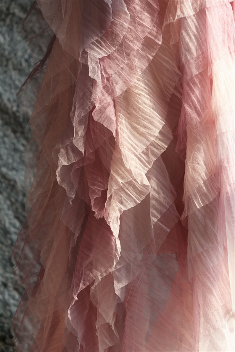 Gradient Pleated Lace Fabric Folded Tulle Lace Mesh for Girl Cake Dress ...