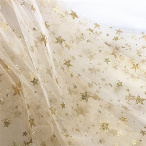 Star Glitter Lace Fabric Soft Tulle Lace Mesh for Girl Dress Party Gown Bridal Wedding Dress Veil Costume Curtain Design DIY