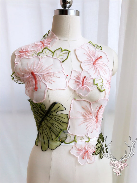 Organza Lace Applique Embroidery Lace Patch for Bridal