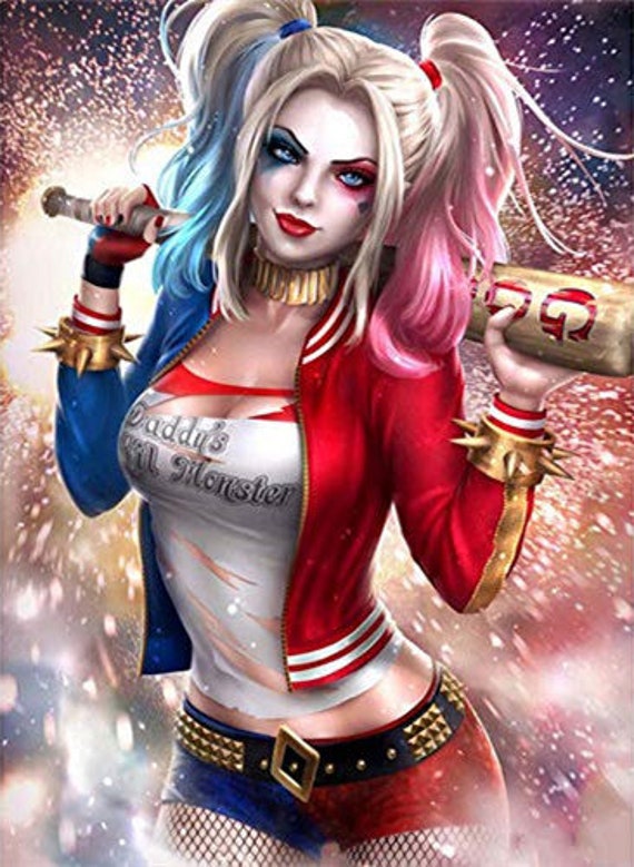 5d Diy Cartoon Diamond Painting Full Drill Harley Quinn Home Decor Bedroom Wall Painting Cross Stitch Kits Christmas Gifts