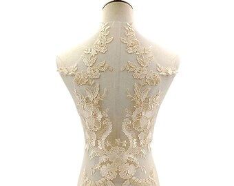 Floral Embroidery Lace Applique Patch for Bridal Wedding Tube Top Girl Dress Veil Embellishment  DIY Craft