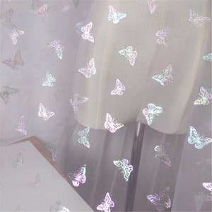 Butterfly Print Lace Fabric Tulle Lace Mesh for Girl Dress Gown Bridal Dress Veil Curtain Doll Dress Costume Craft