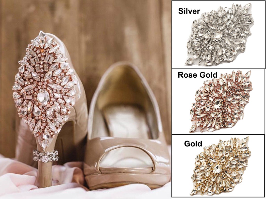Crystal Rhinestone Applique Shoe Clips Diamante Appliques DIY Iron Glue on Shoes Bridal Sash