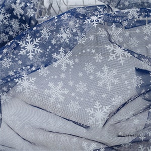 Snowflakes Print Lace Fabric Tulle Lace Mesh for  Girl Princess Dress Party Gown Dance Dress Curtain Craft DIY