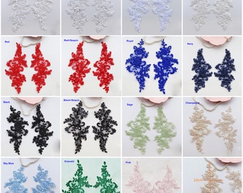17 Colors Corded Lace Applique Flower Embroidery Patch with Sequin for Bridal Wedding Dress Veil Embellishment DIY Craft