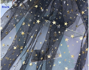 10 Colors Star Print Lace Fabric Tulle Lace Mesh for Girl Princess Dress Party Gown Bridal Dress Doll Dress Curtain Craft