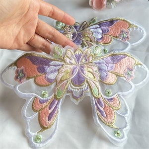 3D Butterfly Organza Lace Applique Patch for Bridal Dress Veil Embellishment Headpiece Costume Craft