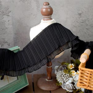 Chiffon Ruffled Lace Trim Pleated Folded Fringe for Stage Dresss Decor Girl Dress Prom Dress Sold by 1 Meter