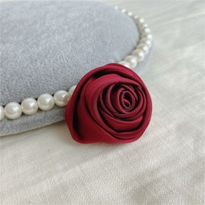 5PCS 3D Fabric Rose Flower Lace Applique Patch Sewing on Girl Dress Bridal Veil Headpiece Costume Handmade DIY Craft