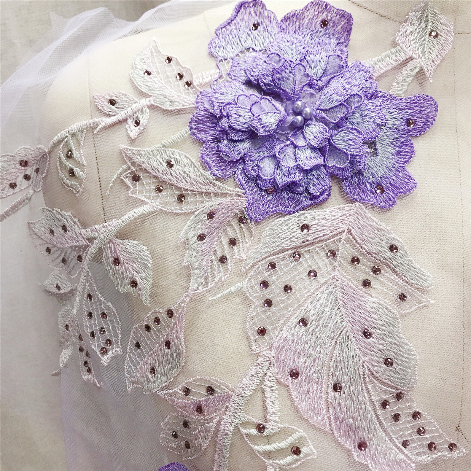 8 Colors Lace Applique 3D Flower Embroidery Patch With Etsy
