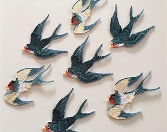 Parche bordado con apliques de encaje de golondrina para velo de vestido de baile de alta costura, adorno artesanal DIY, 1 pieza