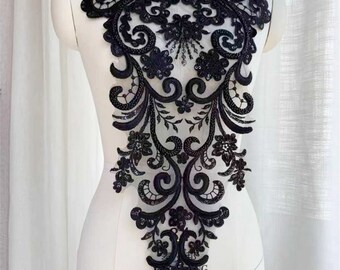 1PC 3D Floreale Ricamo Applicazione Perline Pizzo Rete Toppa Per - Foto 4