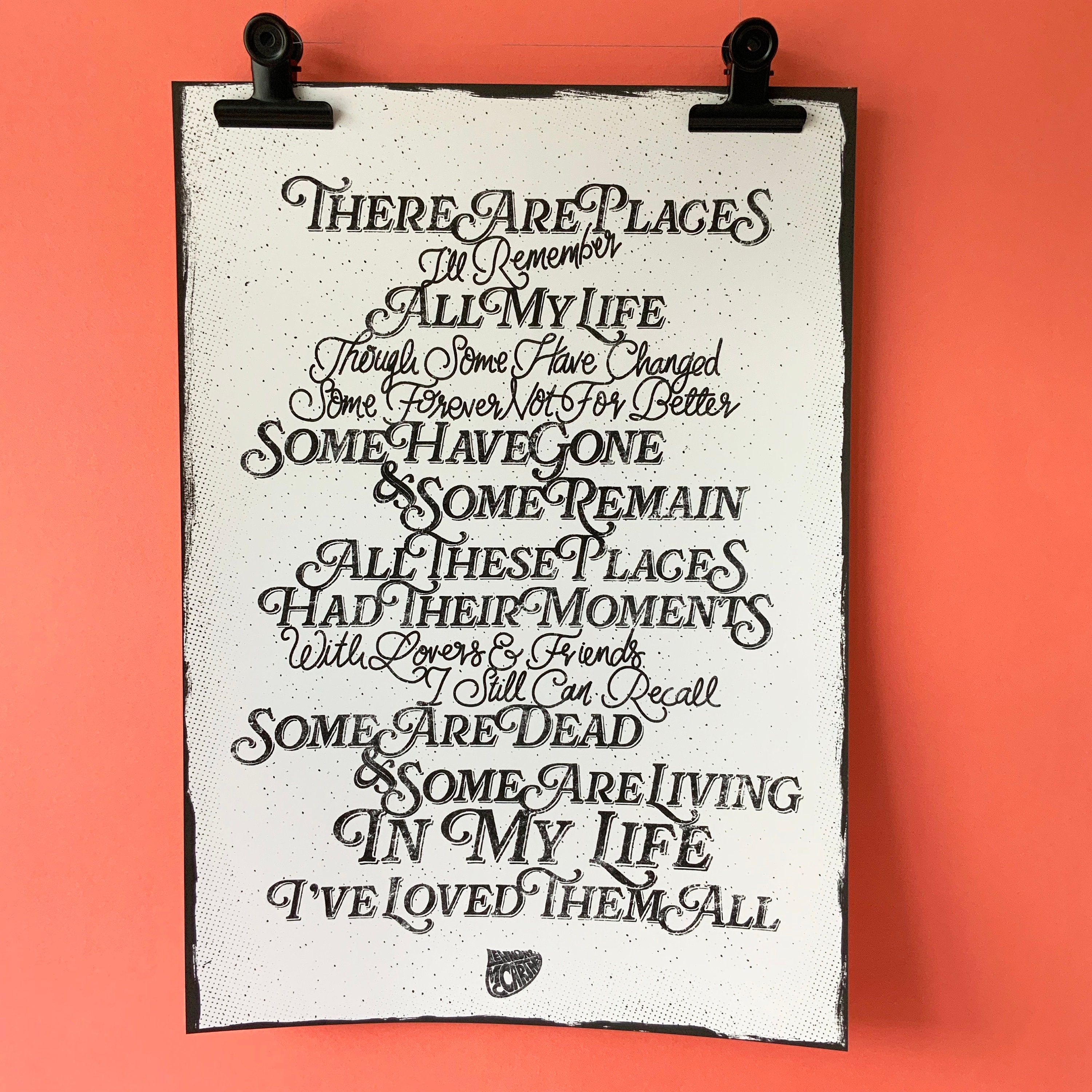 A4 Art Print The Beatles IN MY LIFE Lyrics Hand Lettered | Etsy