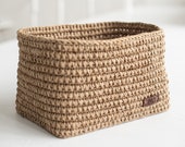 Crochet jute rectangular laundry basket