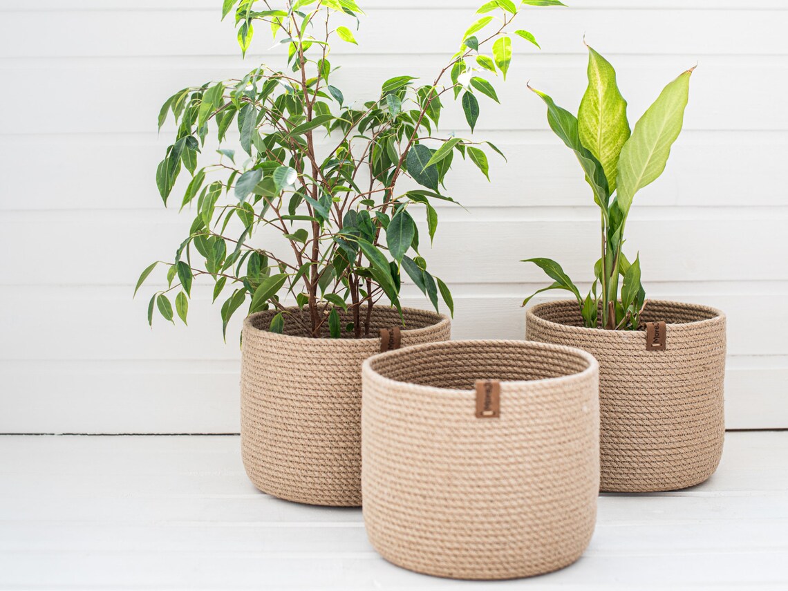 Jute plant pot Etsy